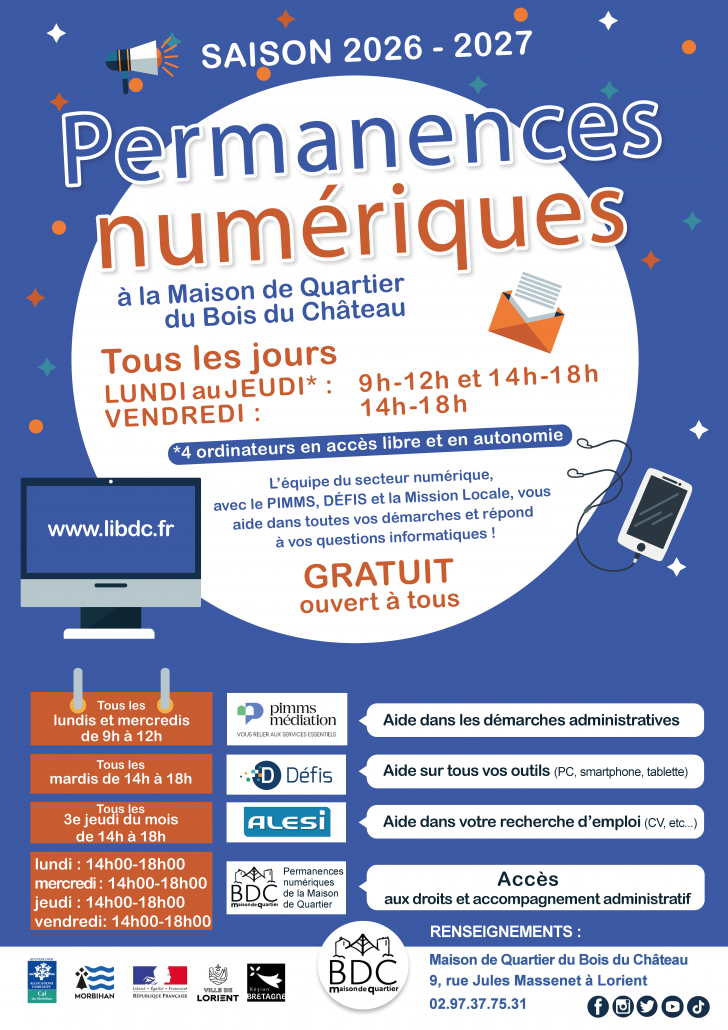 Affiche PERMANENCES espace numérique SAISON 2026
